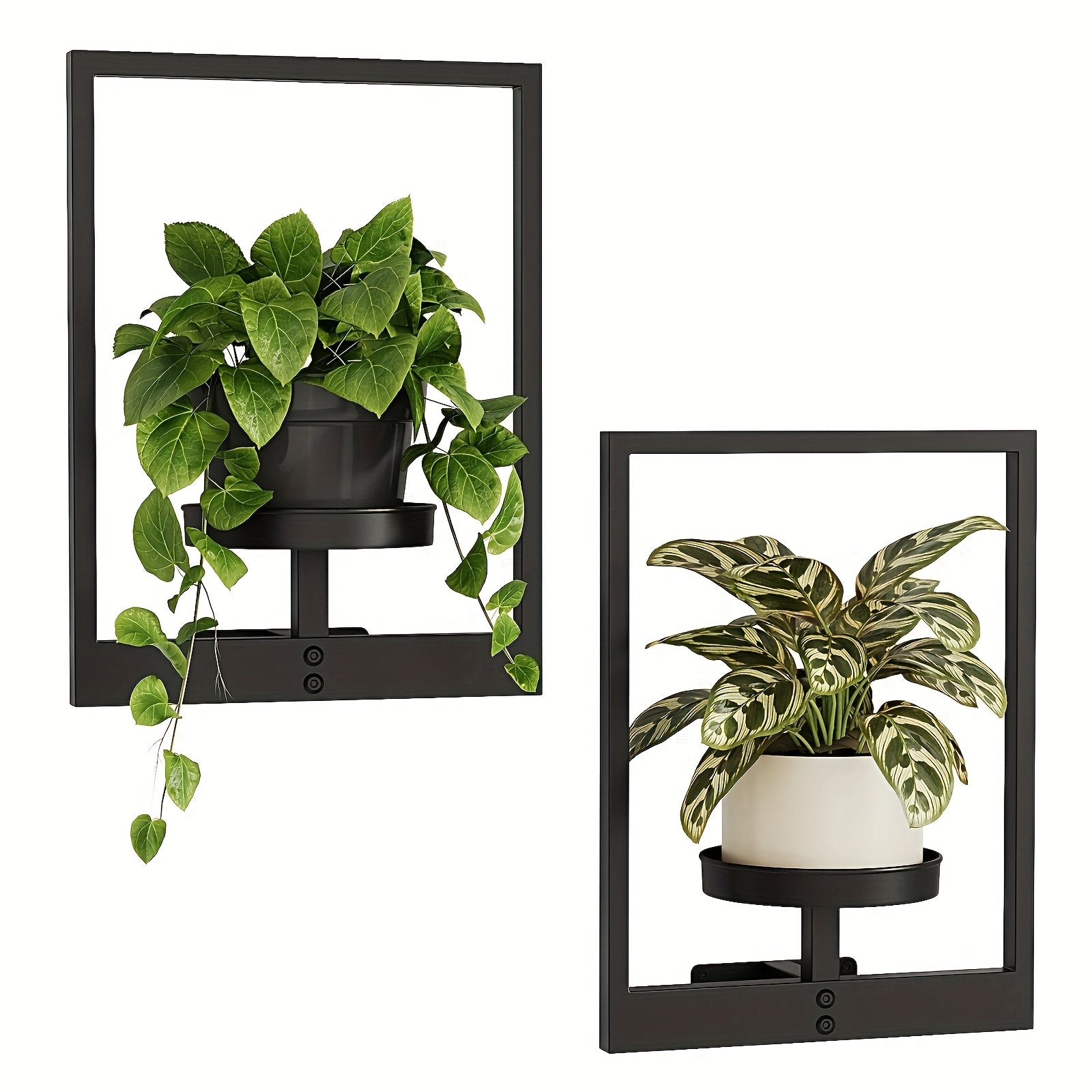 TEMU 2-pack Patent-protected Metal Wall Planters - Modular Vertical Garden System With Rustproof Brackets, Geometric Square Design For Indoor-outdoor