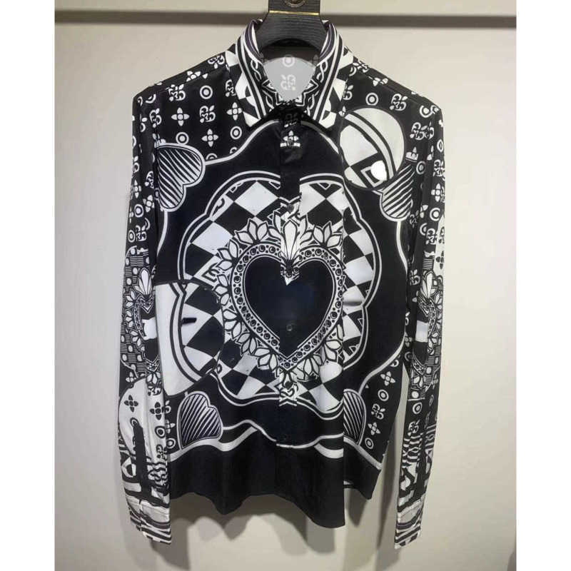 Summer casual shirt men lapel silk Shirt designer shirts dg Hawaiian print thin cardigan coat men women long sleeve sweatshirt