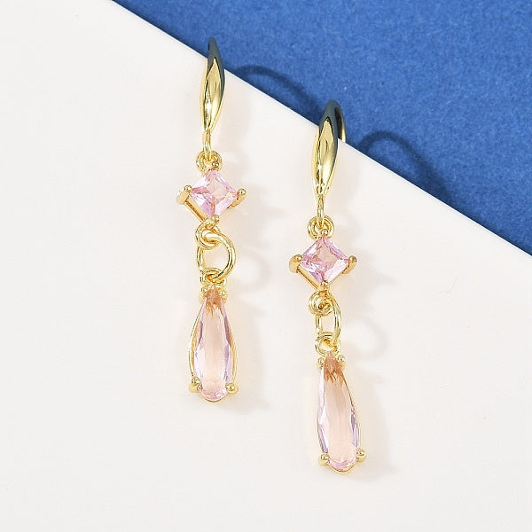 Boucles d'oreilles pendantes en forme de larme avec micro pavé de zircons cubiques