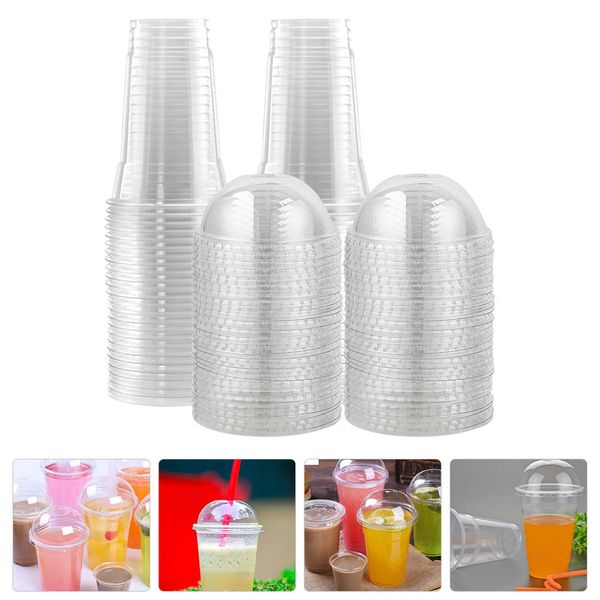 Disposable Dinnerware Cups Cup Clear Plastic Juice Lids Bottle Drinking Milk Dessert Lid Ice Tea Tumbler Cold Dome Transparent Drink Cream 2