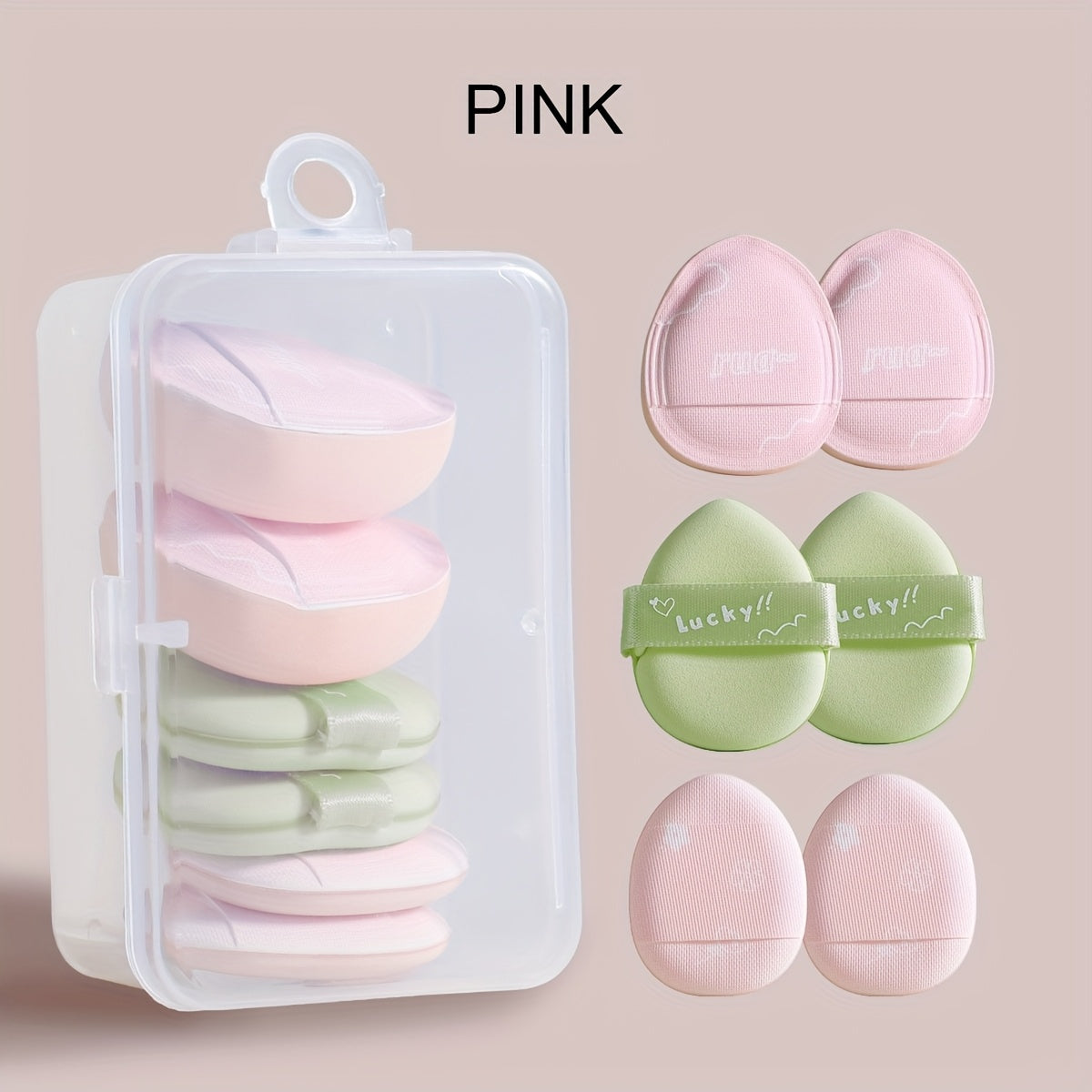 TEMU 6pcs Mini Puff Set With Box - Soft, Unscented Hydrophilic Polyurethane Sponge For Eye, Nose, Face Makeup Application - Use, ||soft Texture