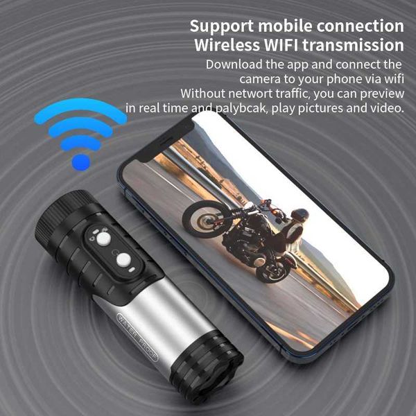 Hot Sale Wireless motorcycle driving recorder IP66 waterproof 1080P sports scooter DV camera 1600mAh battery bike helmet action DVR body- T2