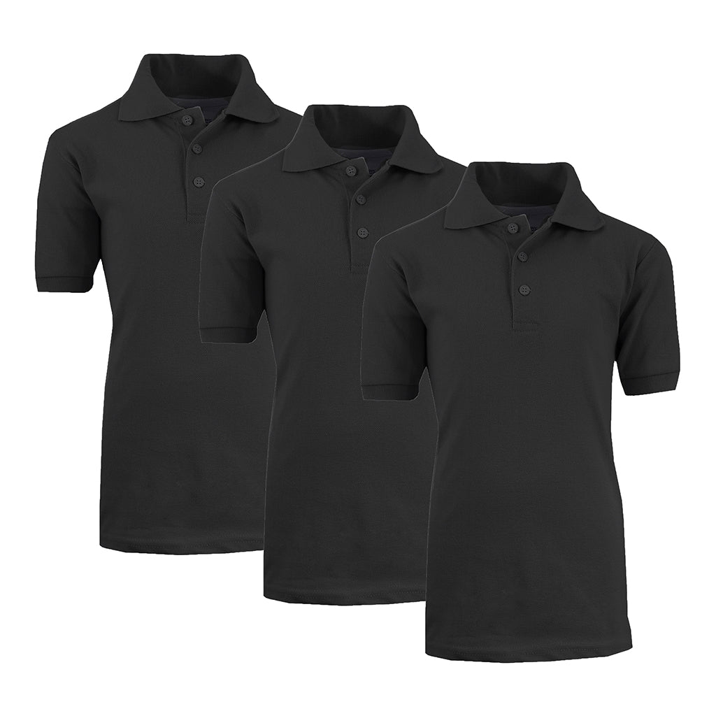 Boys' School Uniform Polo (3-Pack) - XBE-80-BK-BK-BK-14