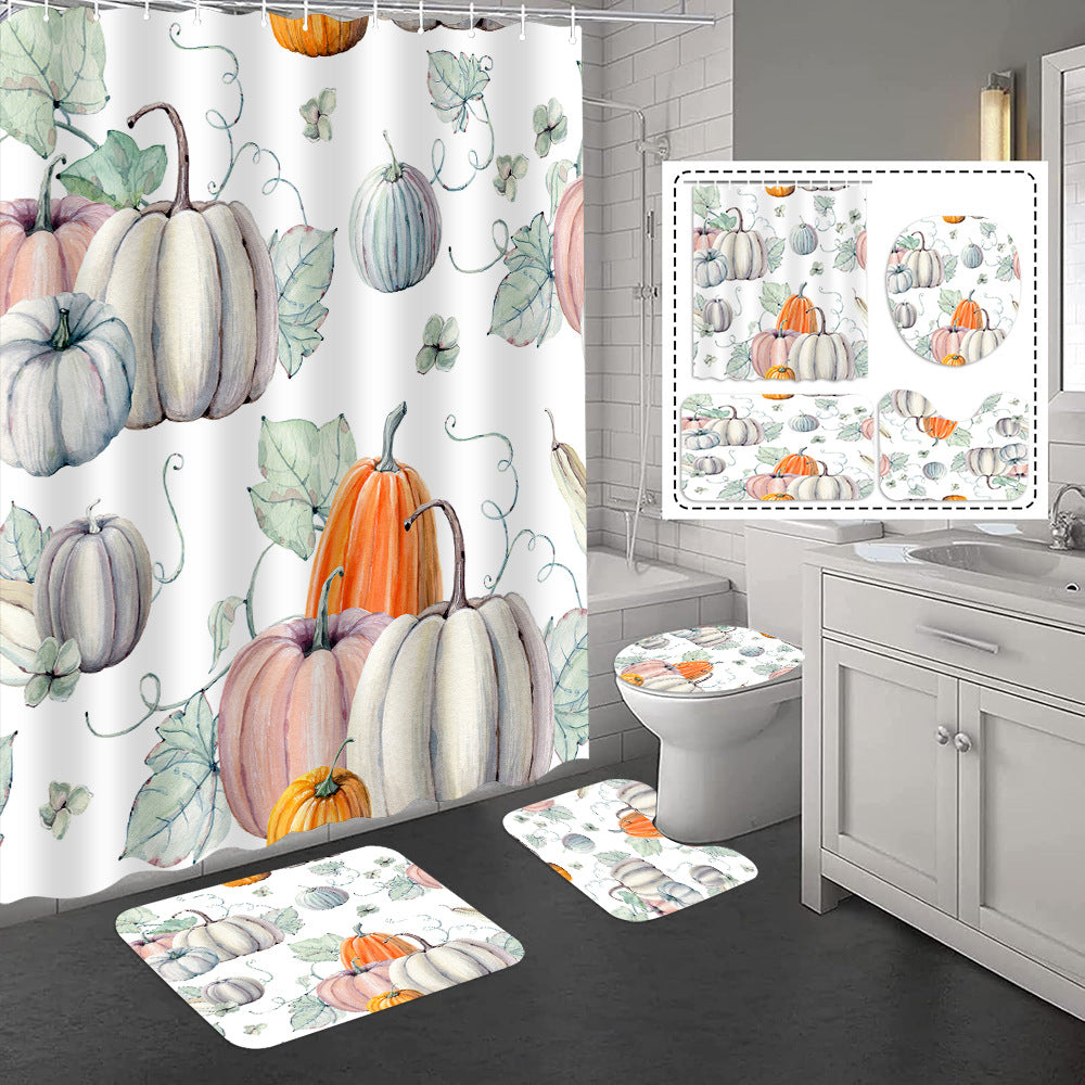 YL-37423 Hot selling shower curtain manufacturer Bomi digital printed polyester shower curtain non-slip mat set