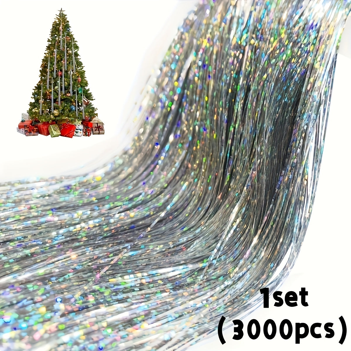 TEMU 3000pcs Of Christmas Tree Metal Wire Decorative Pendants, Silver Golden Wire Strips, Christmas Decorations, Windows And Stairs, Ideal For
