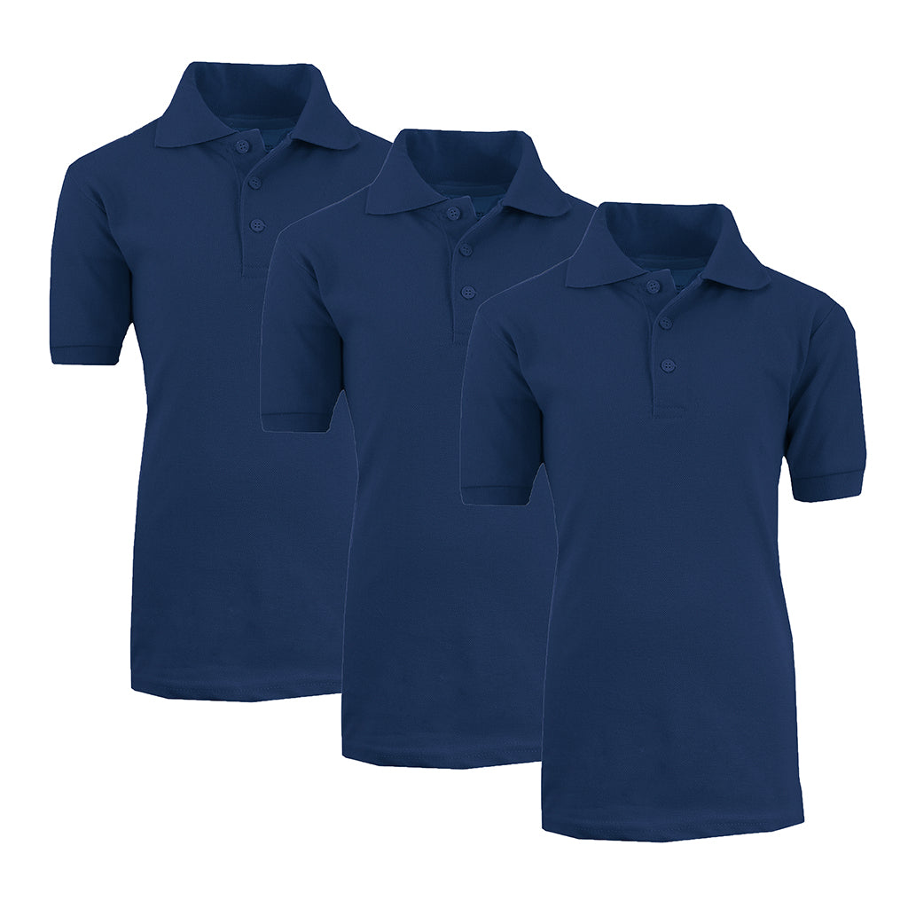 Boys' School Uniform Polo (3-Pack) - XBE-86-NV-NV-NV-20