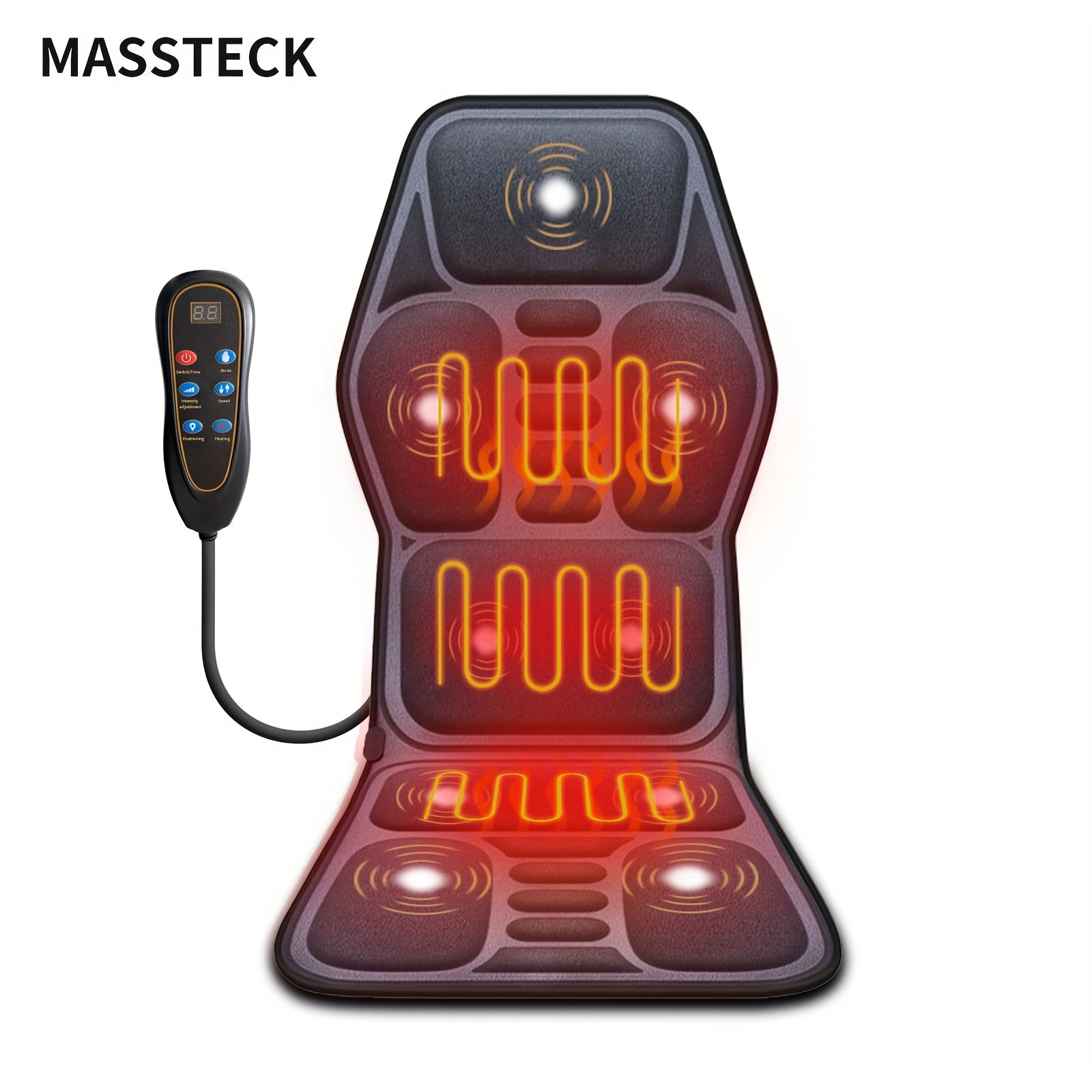 TEMU Massteck Massage Seat Cushion For Couch, Chair, Massager Mat With Heat, Upgrade Seats, Lumbar Traction & Relax, 9 Vibration Motors & Triple Back