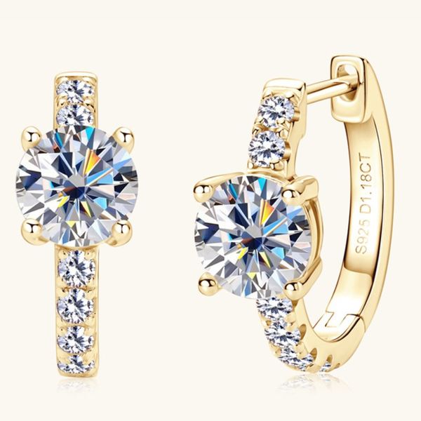 Men Women Luxury Earrings Pass Tester Fine Jewelry 925 Silver Earrings VVS 1CT Moissanite Diamond Earrings Hoops for Girls Women Gift