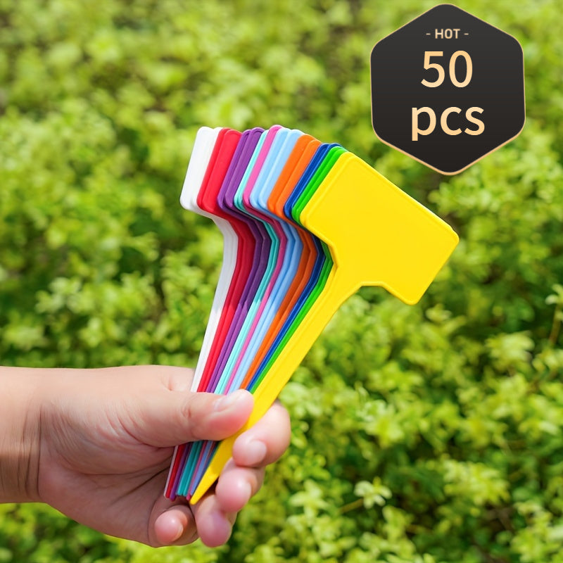 TEMU 50pcs Colorful Plastic Garden Labels - Plant Markers For Outdoor Gardening & Lawn Care, Random Colors, Essential For Organizing