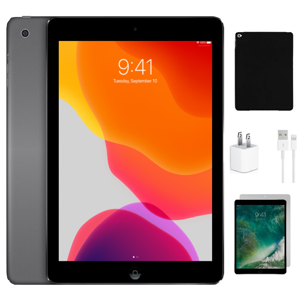 Apple iPad Air 9.7" Retina Bundle with Case & Screen Protector (64GB) - Space Gray (64GB)