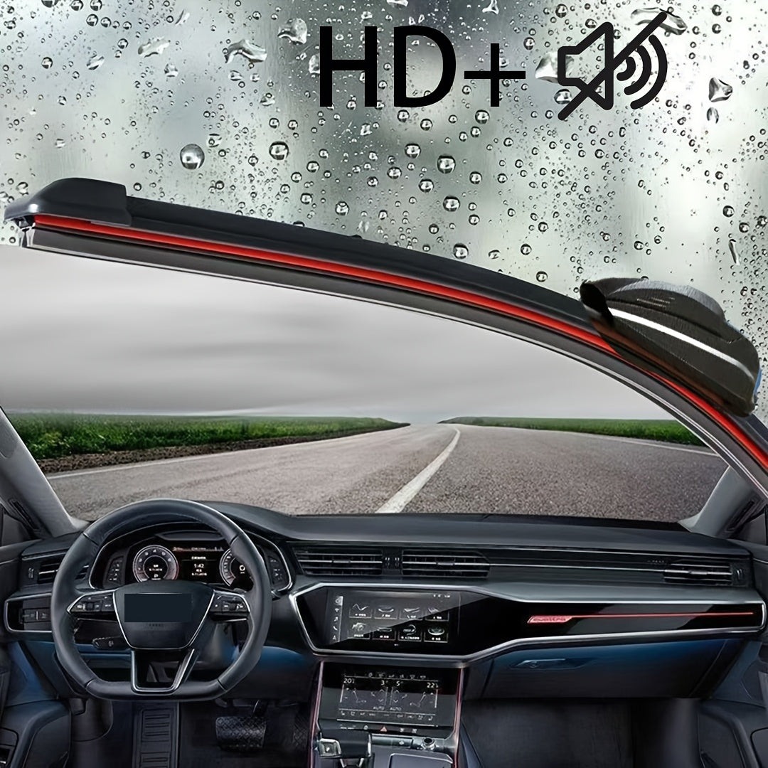 TEMU Premium Four-blade Wiper - High Definition And Quiet, 1pc Car Windshield Rain Blade With J-u Adapter, Full Size