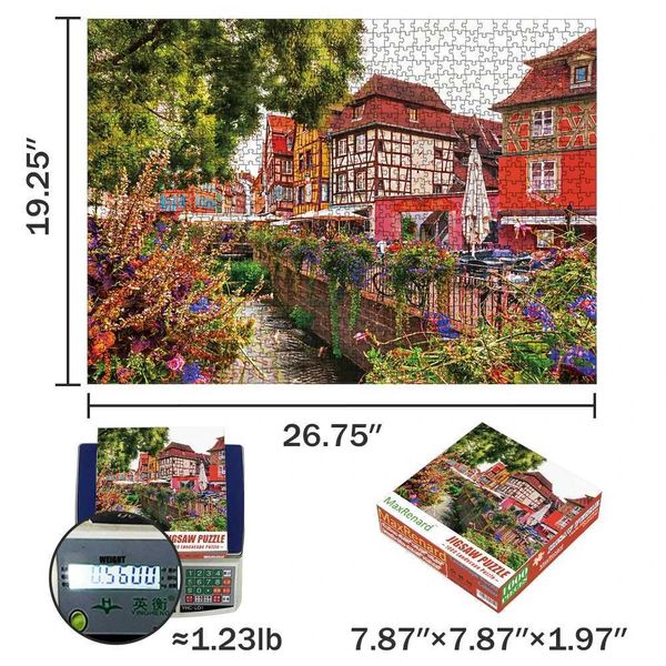 Puzzles MaxRenard Jigsaw Puzzle 1000 Pieces for Adults Colmar Town Family Game Environmentally Friendly Paper Christmas Gift Toy