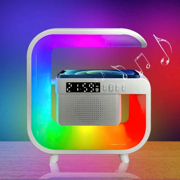 Alarm Clock with Wireless Charging Station RGB Night Light App Control Desk RGB Night Lamp USB Charging Indoor BedroomT250114