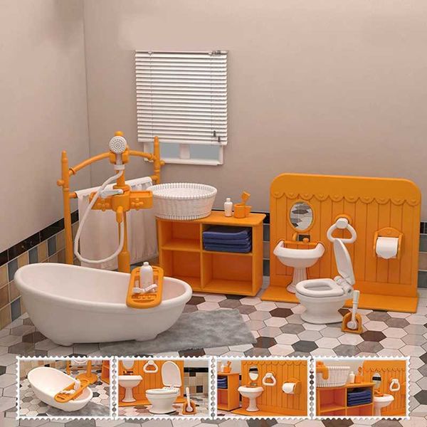 1Set 1-12 DollHouse Miniature Mini Bathroom Kitchen Family Florist Villa Furniture Model For Dolls Household DIY Play House Toy Y240807