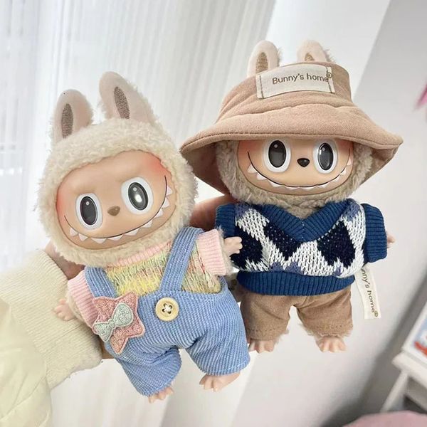 17cm Cute Mini Plush DollS Clothes Outfit Accessories For Korea Kpop Exo Labubu Idol Dolls Sweater Hoodie Clothing DIY Kid Gift 240717