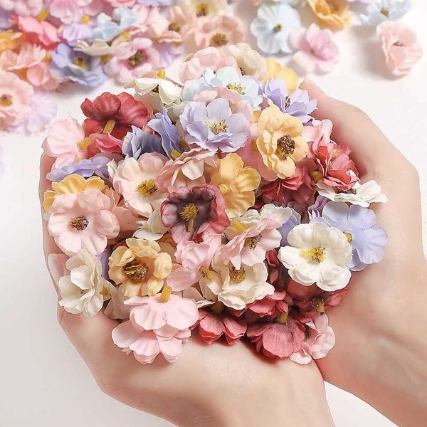3cm Multicolor Daisy Flower Heads Mini Silk Artificial Flowers for Wedding Home Decoration Christmas Wreath ScrapbookingCL240711