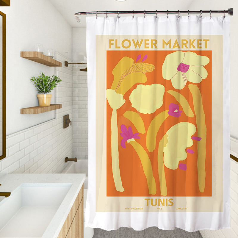 YL-37215 small fresh ins shower curtain bathroom bathroom blocking curtain hand-painted shower curtain wholesale