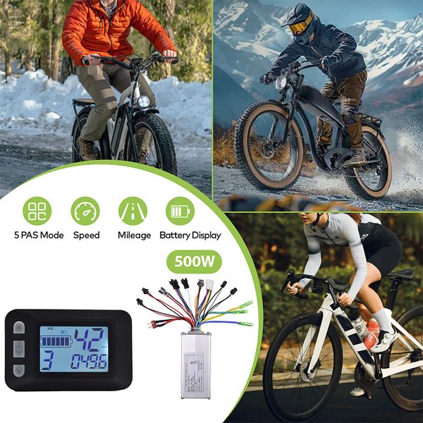 Display LCD de bicicleta elétrica - compatível com scooters de bicicletas 24V, 36V, 48V, 60V