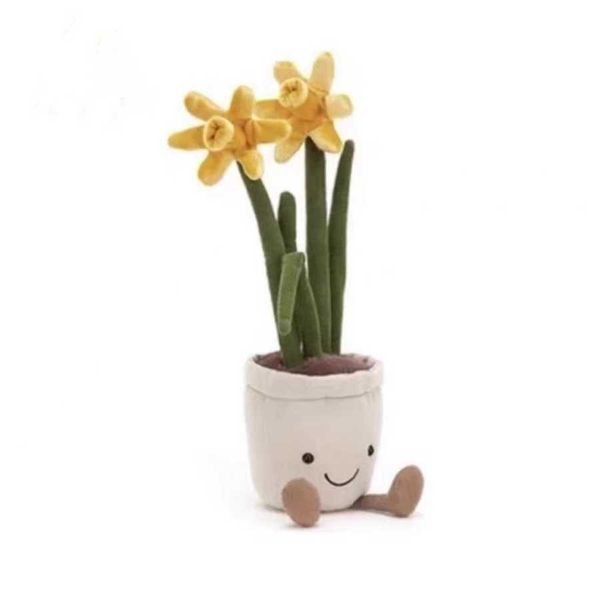 S New Potted Narcissus Doll Divert Fun Plush Gift Office Ornament Toy 50% de desconto na venda