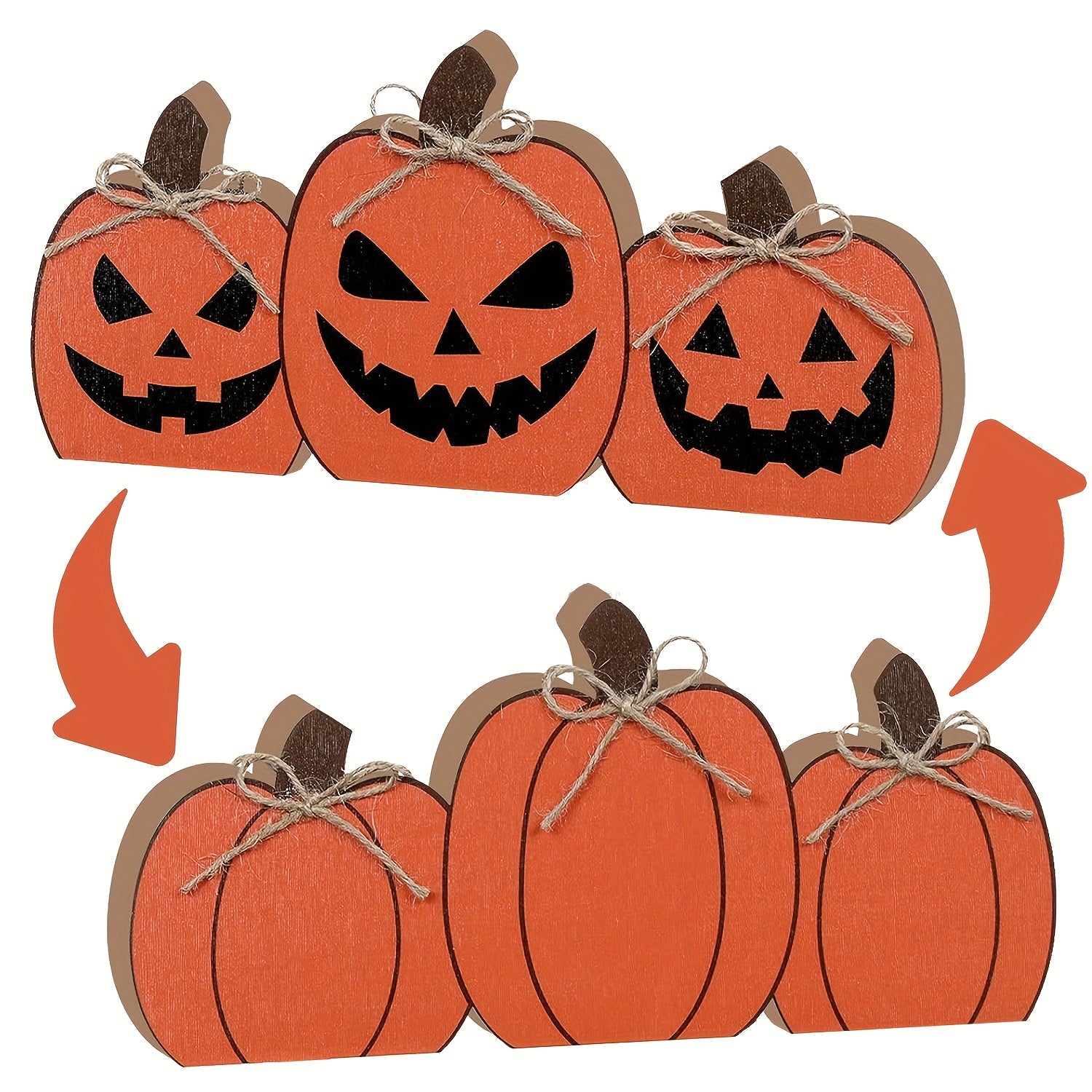 TEMU 1pc Of Halloween Pumpkin Tray Decoration, Double-sided Pumpkin Decoration Design, Farmhouse Desktop Decoration, Suitable For Cafes, Dining