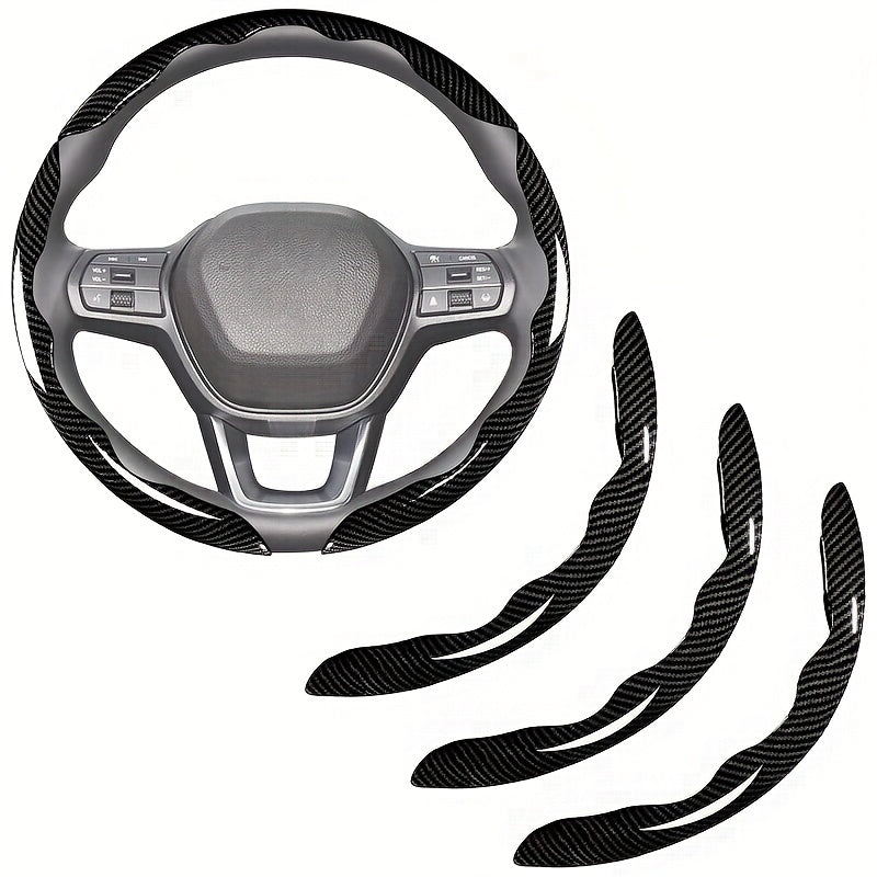 TEMU 1pc- 2pcs- 3 Pcscarbon Fiber Car Steering Wheel Cover Segmented Steering Wheel Protector Universal Carbon Fiber Steering Wheel Cover High-grip