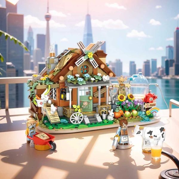 Blocks Blocks Mini Blocks Rural Hut Model Diy Building Blocks Puzzle Building Blocks Toys For Children Blocks For Girl Bricks Toys For Adult
