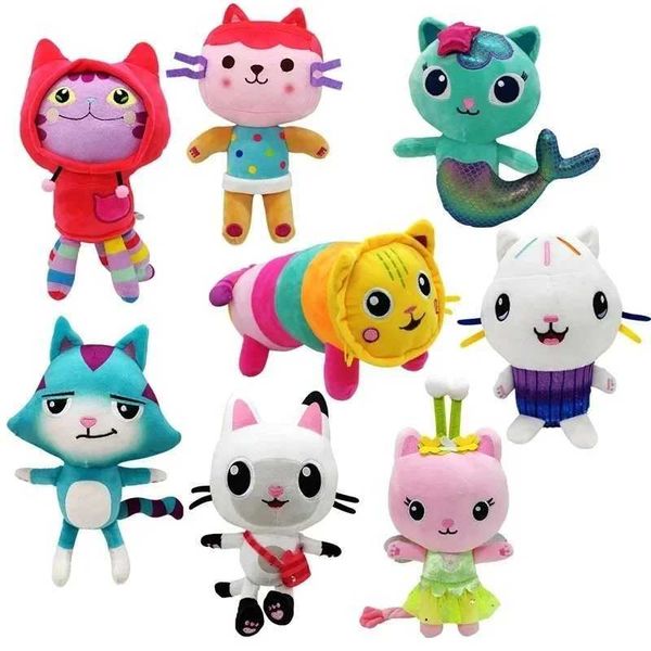 Animals Plush Gabby Dollhouse Lovely Plush Gaby Toy Plush House Cat Doll Cartoon Stuffed Animals Mermaid Cat Plushie Dolls Kids Y240731