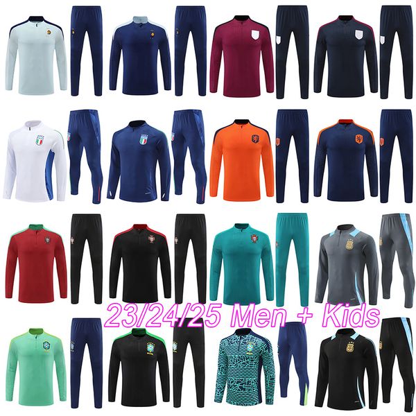 French ItalyS tracksuits kids football kits 2024 brasils portugals football tracksuit argentinaS soccer tracksuit 24 25 FODEN KROOS MORATA f