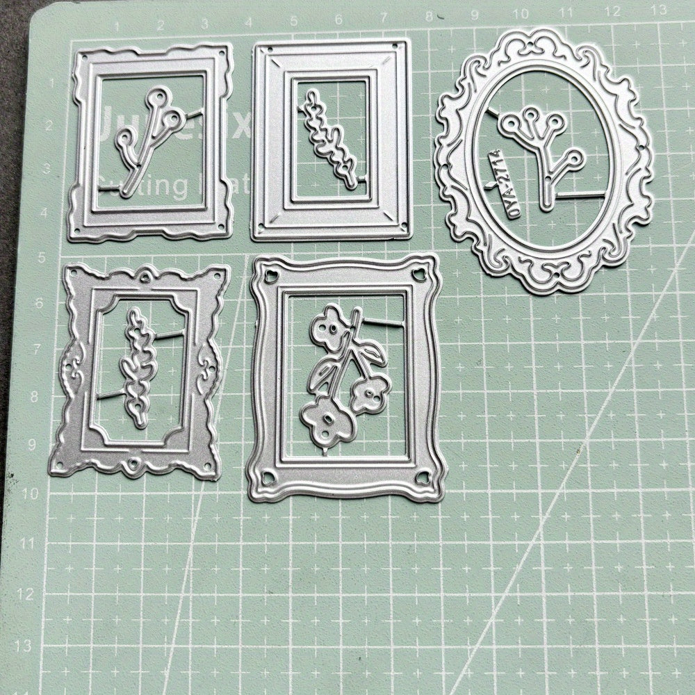 TEMU Vintage Photo Frame Metal Cutting Dies - Antique Picture Frames With Floral, Ornate Borders - Compatible With Die-cut Machines (e, G, ,