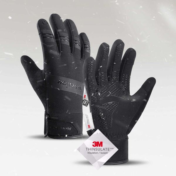 Cycling Gloves Winter Touch Screen Motorcyc Gloves Outdoor Scooter Windproof Riding Ski Gloves Warm Bike Gloves Black CyclingXJ241008