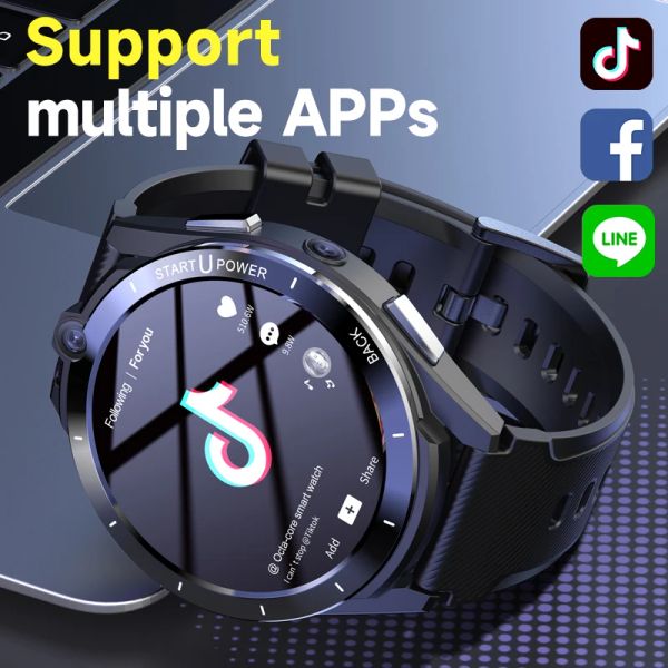 6GB 128GB Smartwatch Android 11 Dual Chips CPU 4G LTE 8 Cores 900mAh 5MP+8MP 2 Cameras Sim Card Wi-Fi GPS Men Smart Watch Phone