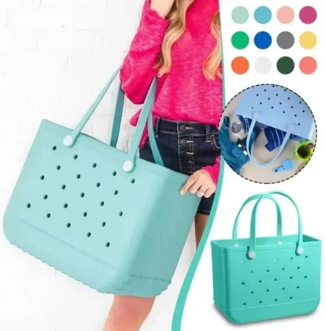 Eva Bogg Bag Summer Hole Tote Bag Large Shopping Fashion Plastic Basket Women&#039;s Storage Washable Beach Silicone Swamp Eco Jelly Candy Fashion B