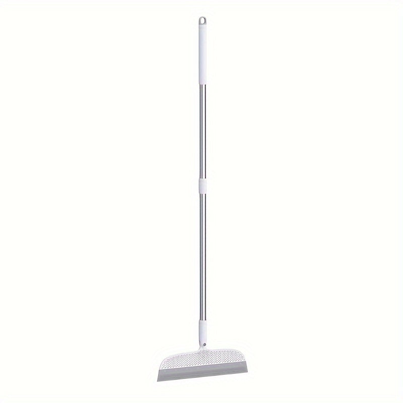TEMU Extra Long 49 Magic Broom With Silicone Scraper - Double Sided, Removable Head For - Ideal For Bathrooms, Kitchens, Living Rooms - Stainless