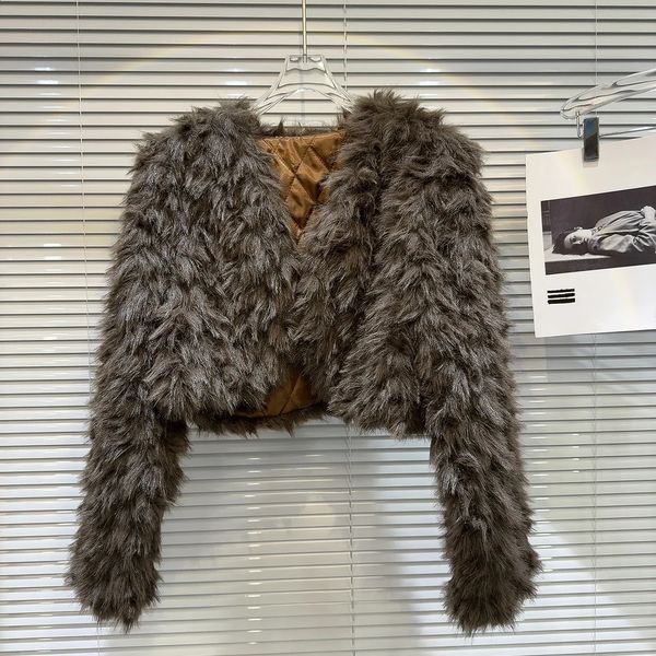 Winter Cotton Cladding Faux Fur Short Coat Black White Coffee Female Warmth Lambhair Jackets 240918