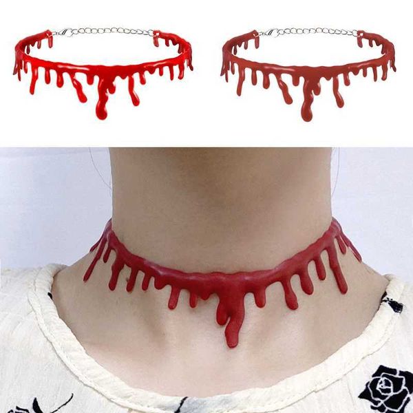 1pc Halloween Decoration Horror Blood Drip Necklace Fake Blood Vampire Fancy Joker Choker Costume Necklaces Party Accessories Y240801