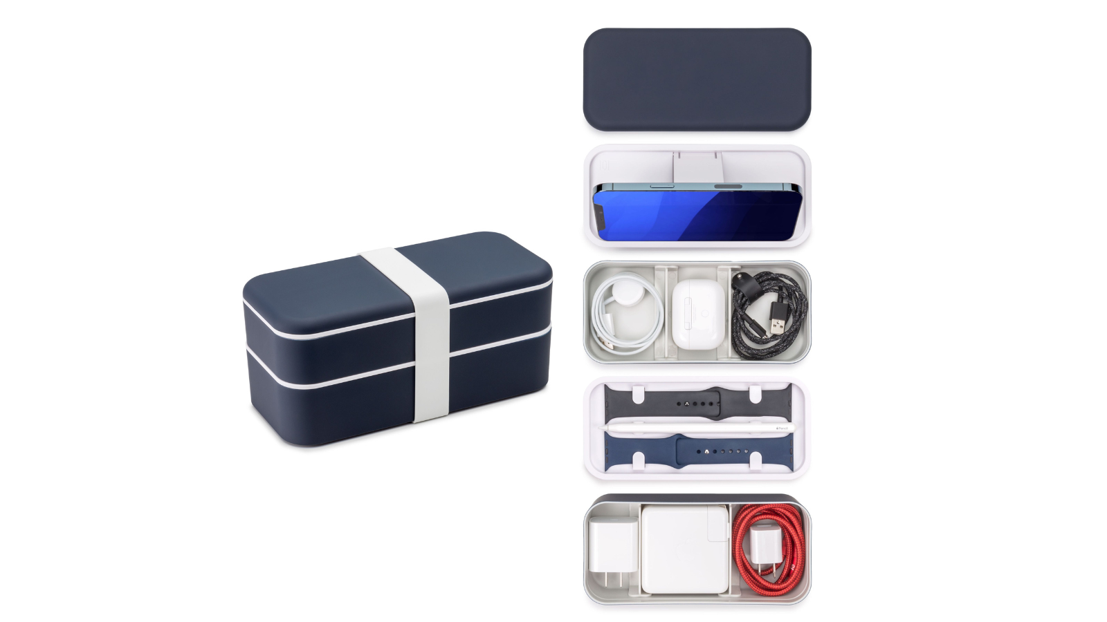 Function101 BentoStack Tech Travel Organizer: Travel -Desktop Organizer Navy