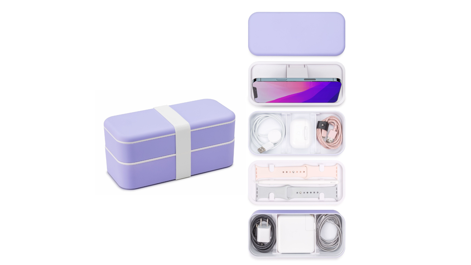 Function101 BentoStack Tech Travel Organizer: Travel -Desktop Organizer Purple