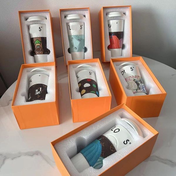 designer Drinkware fashion Ceramic with lid gift box high-end coffee cup womens mens ceramic cups Tumblers gifts CSD2403214