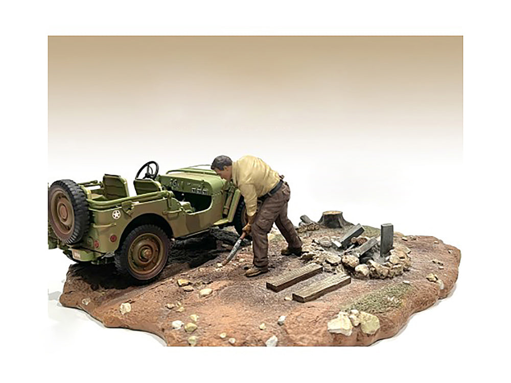 "4X4 Mechanic" Figure 4 for 118 Scale Models by American Diorama
