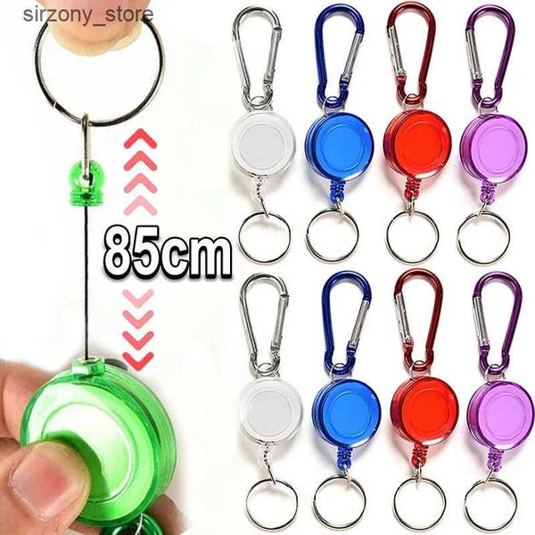 Key Rings 1-3pcs Colorful Retractable Pull Keychain Badge Reel ID Lanyard Name Tag Card Holder Reels Recoil Belt Key Ring Chain Clips J24120