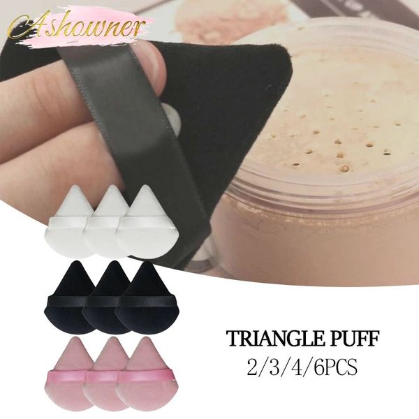 2-3-4-6Pcs Triangle Powder Puff Mini Face Makeup Sponge Cosmetics Soft Cotton Face Powder Puff Washable Velvet Makeup Puff Tools