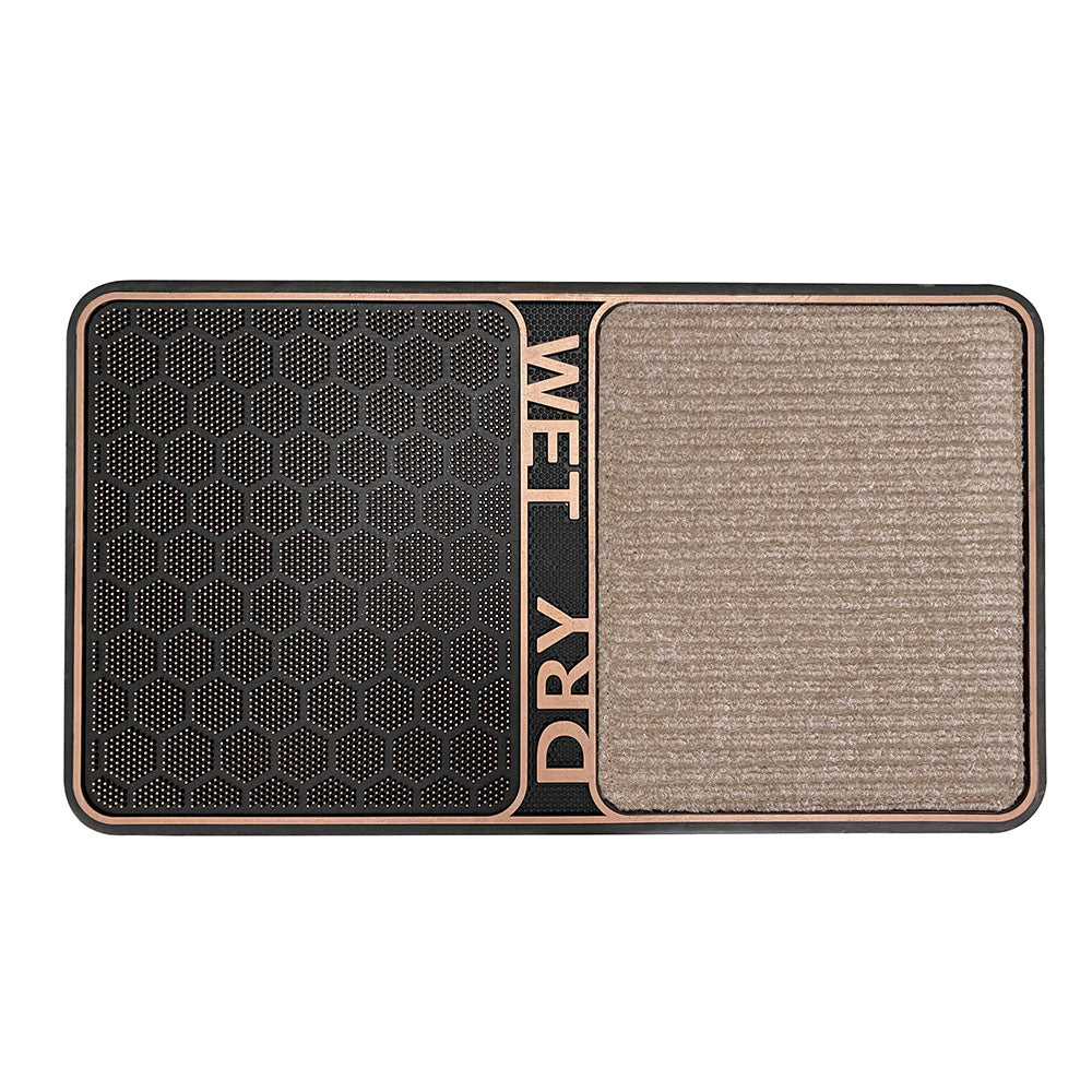 18" x 32" 2-in-1 Wet & Dry Shoe Cleaning Outdoor Floor Mats - Bronze