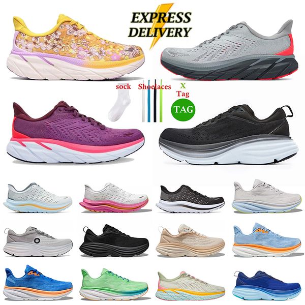2025 designer shoes clifton 9 bondi 8 kawana mens womens running shoes sneakers pink triple black white blue grey purple men womens trainers