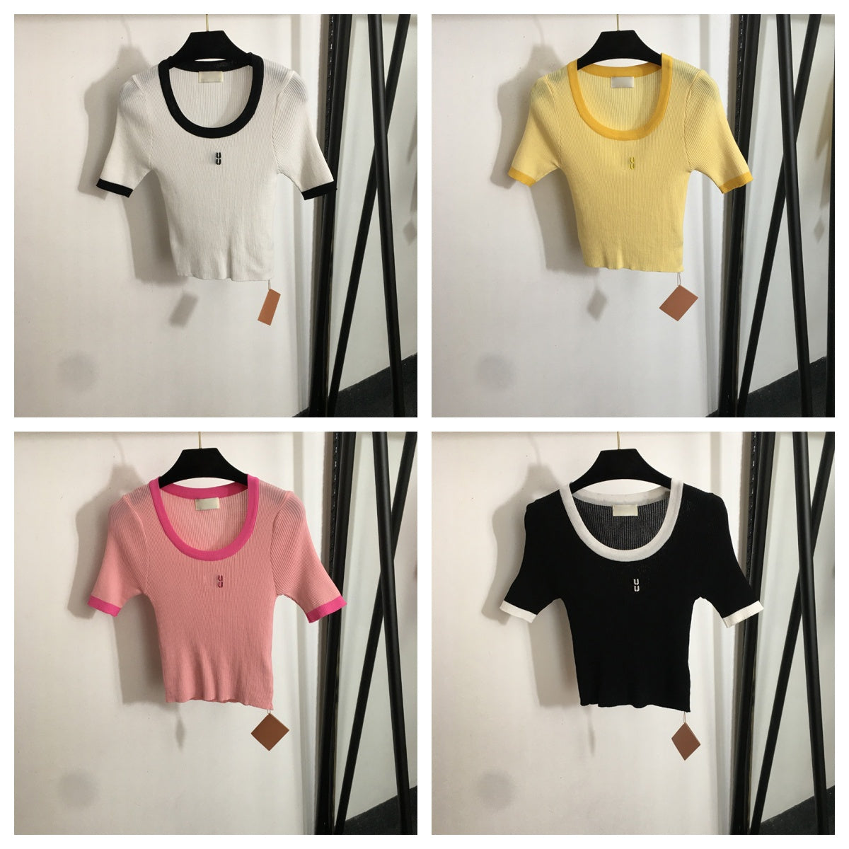 Crew Neck T Shirts Girls Lovely Charm Tanks Luxury MM Letters Shirt 4 Colors Knitted Tees Summer Latest Shirt Tops