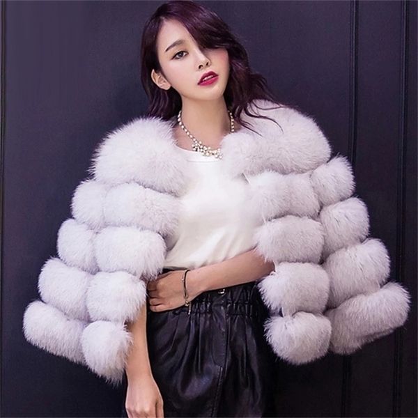 Women&#039;s Fur Faux HJQJLJLS Winter Fashion Women Coat Female Black Elegant Fluffy Thick Warm Artificial Jacket Outerwear 221006