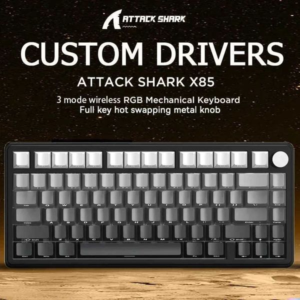 Keyboards ATTACK SHARK X85 Mechanical Keyboard RGB Backlight Tri-Mode Connection Wireless Bluetooth Hot-Swappable Sideway Gaming Keys z25020