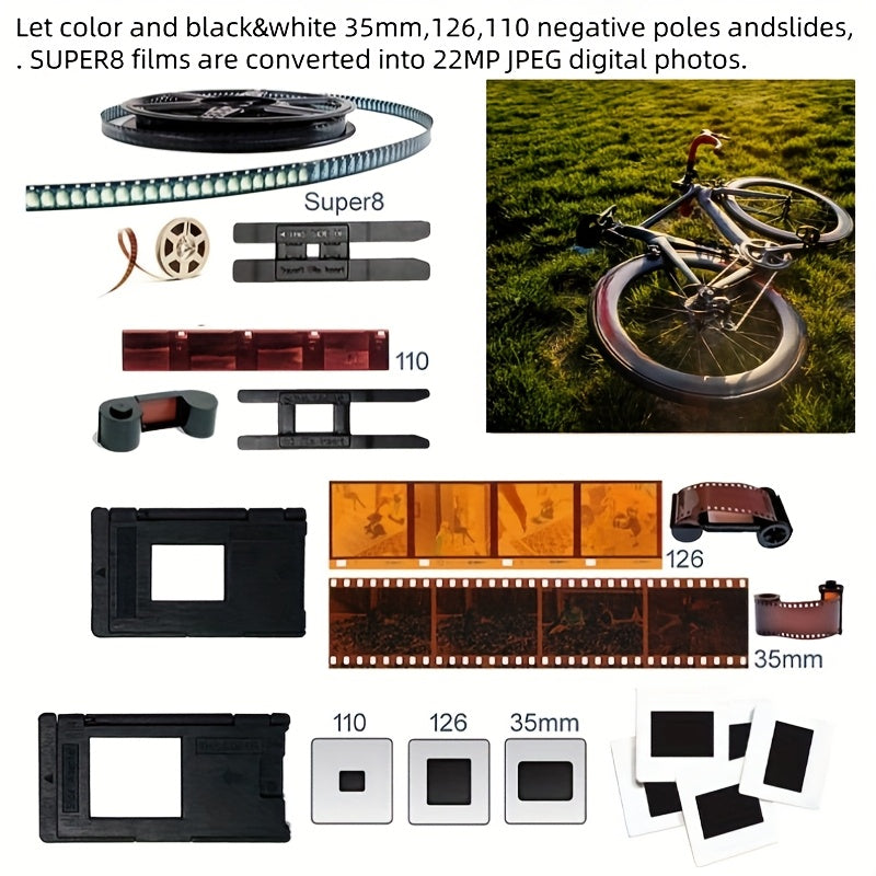 TEMU Negtive Film Scanner, Mini Movie Scanner, Support For Multiple Film Size, Advanced Film Scanner For 35mm, 126, 110, Negatives And Slides With