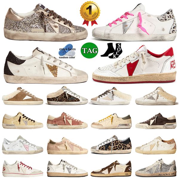designer star casual shoes golden luxury sneakers super-star glitter red pink sabot slippers fur slides mens womens platform trainers stars