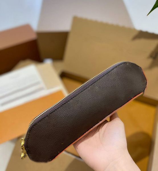 luxury pencil pouch designer women colored leather zipper pencil case coated canvas pencils box purse wallets fashion womens men pencil box