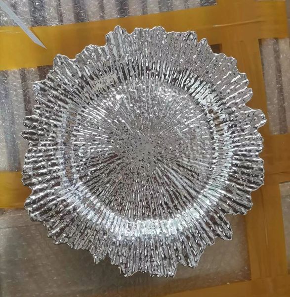 Gold Charger Plates, Reef Plate, Chargers for Dinner, Plastic Decorative Plates for Table Setting, 50 PCs